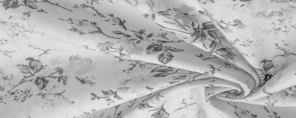 Textura Fundo Padrão Tecido Algodão Branco Com Uma Impressão Flores — Fotografia de Stock