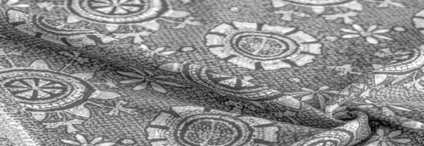 Tekstur Desain Latar Belakang Hitam Dan Putih Kain Sutra Dengan — Stok Foto