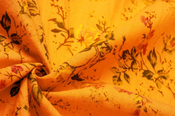 Текстура Фон Візерунок Рожева Бавовняна Тканина Принтом Квітів — стокове фото
