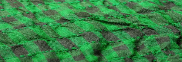 Tekstura Tło Wzór Wełniany Szalik Noszenia Szyi Zielony Czarny Kolor — Zdjęcie stockowe