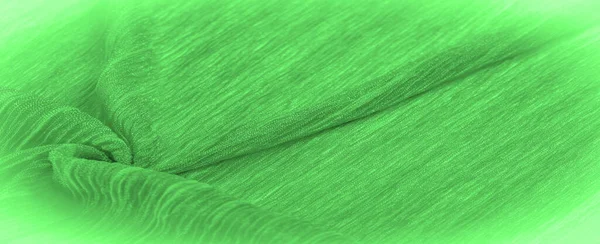 Textura Fundo Padrão Tecido Seda Verde Com Pequena Corrugação Solo — Fotografia de Stock
