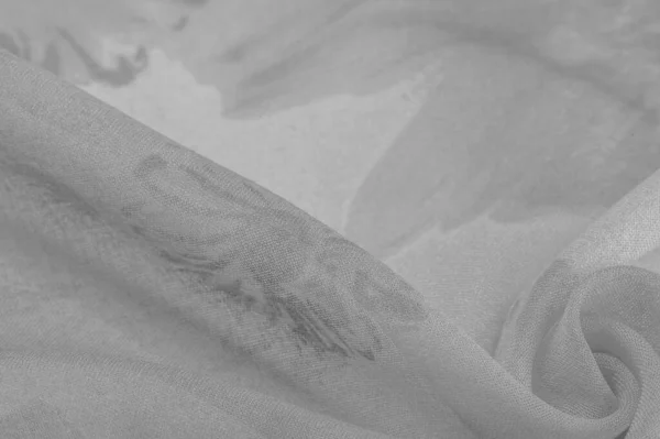 Struttura Sfondo Tessuto Seta Bianca Con Fiori Prato Dipinti — Foto Stock