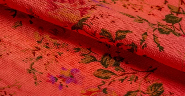 Текстура Фон Узор Розовая Хлопчатобумажная Ткань Отпечатком Цветов — стоковое фото