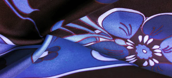 Textur Hintergrund Muster Braunblau Mit Einem Druck Aus Weißen Blumen — Stockfoto