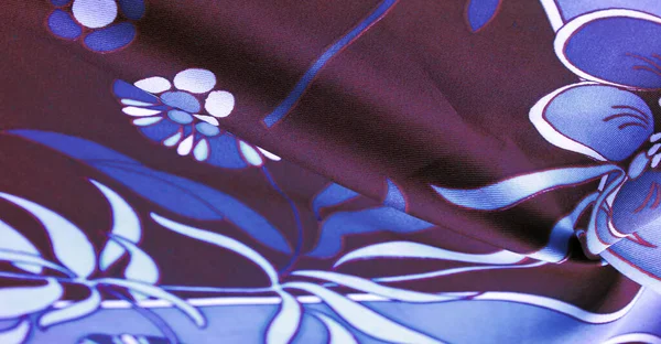 Doku Arkaplan Desen Kahverengi Mavi Beyaz Çiçek Deseni Geometrik Çizgiler — Stok fotoğraf