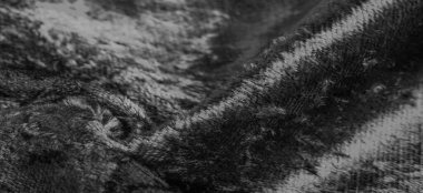 Doku, arkaplan, desen, tasarım, siyah beyaz kadife kumaş, yoğun ipek kumaş, pamuk veya naylon bir tarafı kalın kısa.