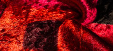 Doku, arkaplan, desen, tasarım, kırmızı sarı kadife kumaş, yoğun ipek kumaş, pamuk veya naylon bir tarafı kalın kısa.