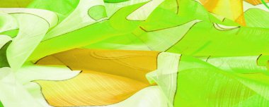 Arka plan dokusu bir organza deseni. İnce, şeffaf kumaştan bir kumaş. İnce, yapışkan ipekten bir peçe gibi. yeşil beyaz sarı gri geometrik renkler