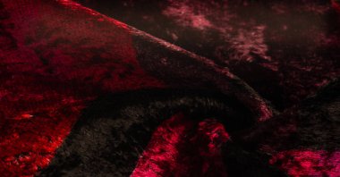 Doku, arkaplan, desen, tasarım, kırmızı sarı kadife kumaş, yoğun ipek kumaş, pamuk veya naylon bir tarafı kalın kısa.