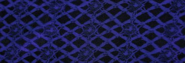 Doku, arka plan, desen. Safir mavi dantel kumaş, mavi ve siyah kumaşın karışımı. Lacivert, safir, gök mavisi, homo.
