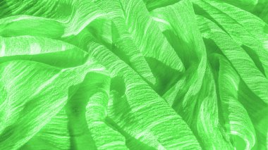 Doku, arkaplan, desen, koleksiyon, buruşuk ipek yeşil kumaş. 3 Boyutlu Katlama