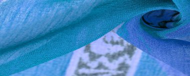 Doku, arkaplan, tasarım, kumaş üzerinde soyut desen, büyük örülmüş bir iplik, mavi beyaz çizgilerden bir desen, projeleriniz için bu kumaş.