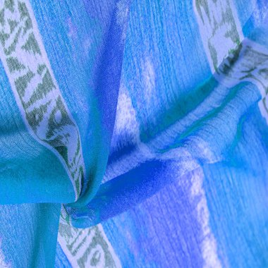 Doku, arkaplan, tasarım, kumaş üzerinde soyut desen, büyük örülmüş bir iplik, mavi beyaz çizgilerden bir desen, projeleriniz için bu kumaş.