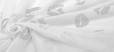 Doku, arkaplan, zemin bağlam, sevgi, folyo alan, dudak izi olan siyah beyaz ipek kumaş.