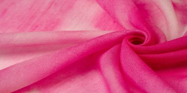 Doku, desen, koleksiyon, ipek kumaş, koyu pembe gölge, beyaz soyut çiçekler, üst düzey tozlu pembe tül,