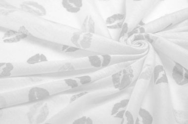 Doku, arkaplan, zemin bağlam, sevgi, folyo alan, dudak izi olan siyah beyaz ipek kumaş.