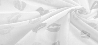 Doku, arkaplan, zemin bağlam, sevgi, folyo alan, dudak izi olan siyah beyaz ipek kumaş.