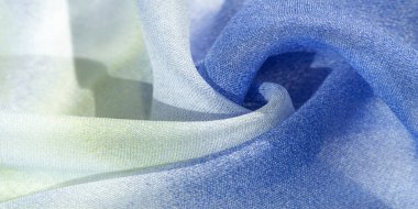 Doku, desen, koleksiyon, açık mavi, sarı ve beyaz ipek kumaş, soyut desen ve yatak tonu.