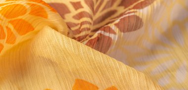 Doku, arkaplan, desen, duyular, turuncu kırmızı sarı çiçek, foulard ince kumaş ya da düz dokuma, ipekten ya da ipekten ya da pamuktan yapılmış bir karışımdır.. 