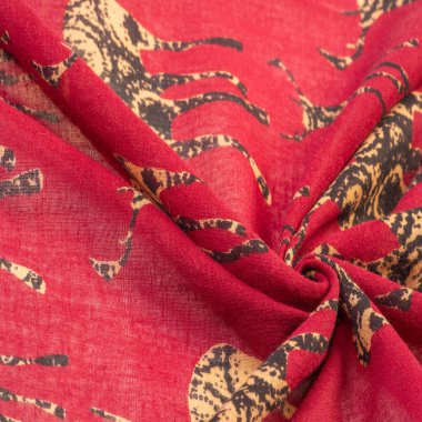 Desen, Arkaplan, Dekor, Art Nouveau, Tekstil, Sanat, Tasarım, Geyik silueti baskılı kırmızı pamuk kumaş, modern fütürist ince resim,