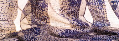 Doku. Geçmişi. Şablon. Piton derisi şeklinde ipek kumaş, lacivert desen, Afrika teması