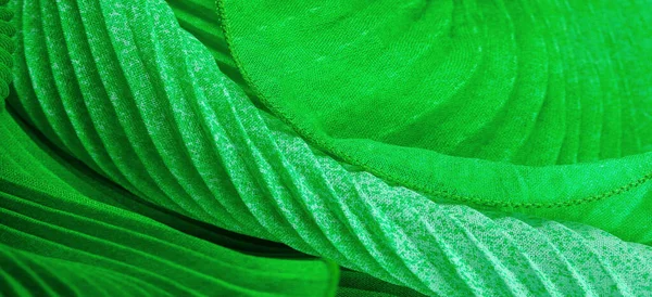 Tissue Textile Cloth Fabric Web Texture Green Emerald Corrugation Fabric — Stock Photo, Image