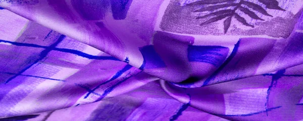 Текстура Фон Шаблон Фиолетово Голубая Шелковая Ткань Абстрактным Рисунком Отпечаток — стоковое фото