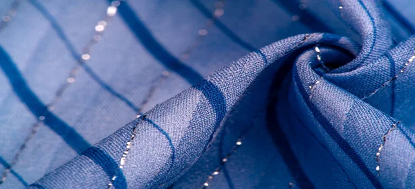 Текстура Фонового Дизайну Синя Тканина Блакитними Білими Смугами Люрекса Ідеально — стокове фото