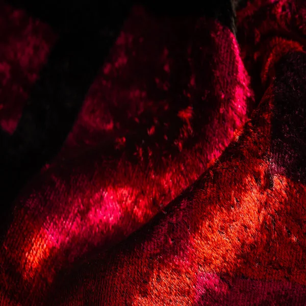 红黄色天鹅绒织物 棉或尼龙的密布 一边有厚厚的短绒头 — 图库照片