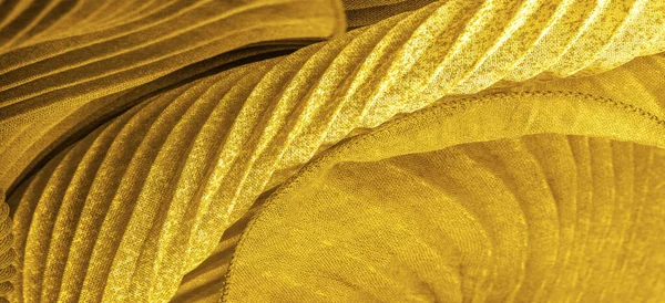 Doku Tekstil Kumaş Kumaş Doku Sarı Altın Kıvrım Kumaş Dalgalanma — Stok fotoğraf