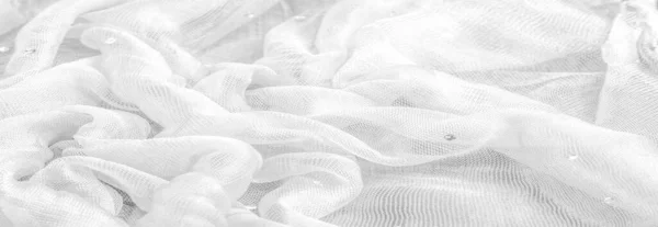 Текстура Фон Дизайн Прозрачная Белая Ткань Цветными Блестками Известная Своей — стоковое фото