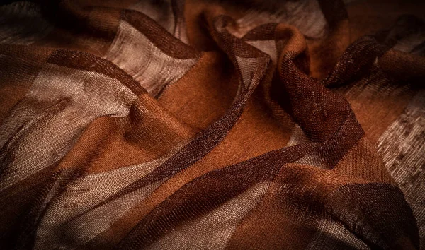 Texture Background Design Light Transparent Silk Fabric Brown Soft Touch — Stock Photo, Image