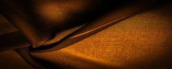 Textura Fundo Sepia Marrom Amarelo Escuro Chiffon Seda Tecido Macio — Fotografia de Stock