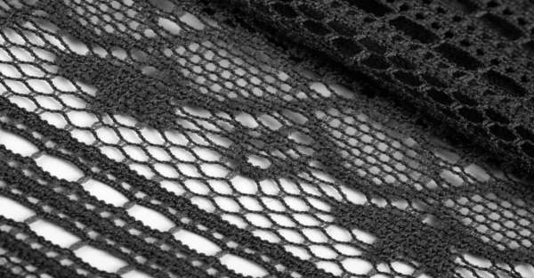 Texture Fond Design Foulard Triangulaire Dentelle Tricotée Noire Châle Écharpe — Photo