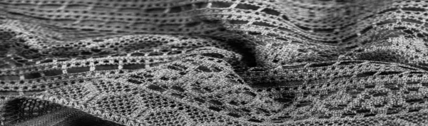 Texture Sfondo Design Sciarpa Triangolare Pizzo Lavorato Maglia Nera Scialle — Foto Stock