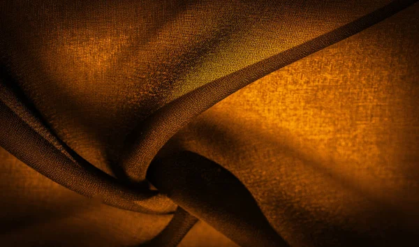 Textura Fundo Sepia Marrom Amarelo Escuro Chiffon Seda Tecido Macio — Fotografia de Stock
