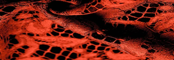 Textur Hintergrund Muster Roter Spitzenstoff Zart Geprägter Spitzenstoff Beiden Kanten — Stockfoto