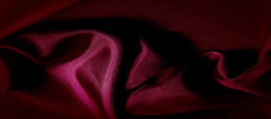 desen, kırmızı ipek kumaş panoramik fotoğraf. İpek Dük 'ün ruh hali saten. Güzel ve asil. Daha koyu bir parlaklığı var, bir tarafta olağan saten, ortalama bir ağırlığı ve daha katı bir eli var..