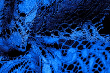 Doku, arkaplan, desen, mavi dantel kumaş, kabartmalı dantel kumaş, her iki tarafında da istiridye var. Projeleriniz için uygun, tasarım, vs..