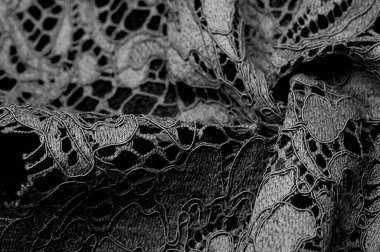 Doku, arkaplan, desen, siyah dantel kumaş, kabartmalı dantel kumaş, her iki tarafında da istiridye var. Projeleriniz için uygun, tasarım, vs..