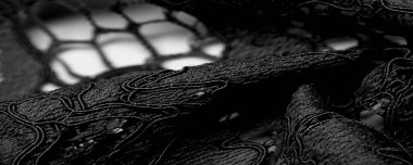 Doku, arkaplan, desen, siyah dantel kumaş, kabartmalı dantel kumaş, her iki tarafında da istiridye var. Projeleriniz için uygun, tasarım, vs..