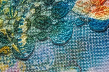 arkaplan dokusu; desen. Yapışkan dantel çizgili kumaş. Işıltılı çok renkli dantel; the-ve-ve-ve-metalik nakış. Tasarım için güzel geleneksel dantel