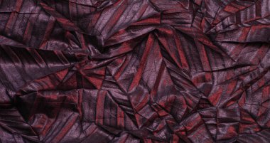 Doku. Geçmişi. şablon. Duvar kağıdı. Kırmızı çizgili siyah ipek kumaş, kırışık kumaş.
