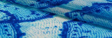 Arkaplan, doku, desen, mavi kareli ipek beyaz kumaş.