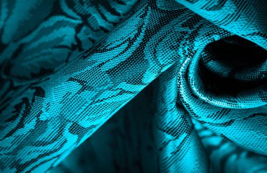 rahatlama deseni, kompozit tekstil, çiçek desenli mavi ipek kumaş, alışılmadık hoş görsel duyular: kayganlık, serinlik, yumuşaklık; güzel görünüş, eşsiz parlaklık;