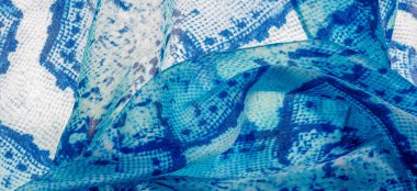 Arkaplan, doku, desen, mavi kareli ipek beyaz kumaş.