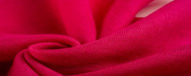 Doku. Arka plan. kumaş ipek kırmızı mat bir renk, (boya veya yüzey) donuk ve düz, bir parlaklık olmadan.