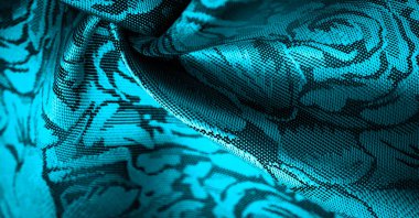 rahatlama deseni, kompozit tekstil, çiçek desenli mavi ipek kumaş, alışılmadık hoş görsel duyular: kayganlık, serinlik, yumuşaklık; güzel görünüş, eşsiz parlaklık;