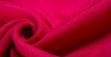 Doku. Arka plan. kumaş ipek kırmızı mat bir renk, (boya veya yüzey) donuk ve düz, bir parlaklık olmadan.