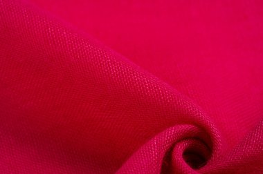 Doku. Arka plan. kumaş ipek kırmızı mat bir renk, (boya veya yüzey) donuk ve düz, bir parlaklık olmadan.